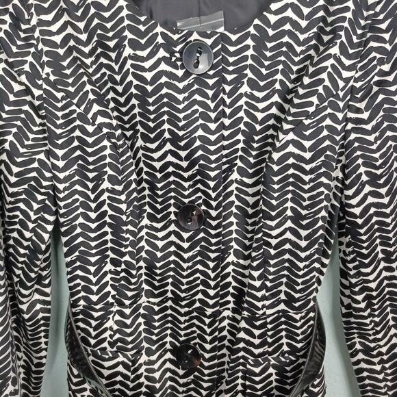 NWT EAST 5TH Womens XL Black White Belted Coat Jacket Chevron Buttons Lined - Picture 4 of 10